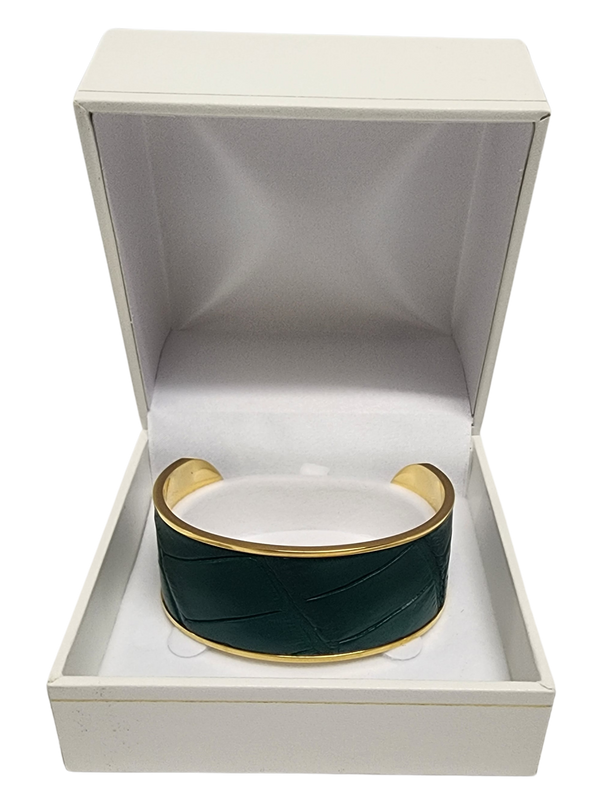 Crocodile leather open bangle