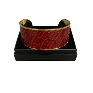 Crocodile Leather Wide Open Bangle