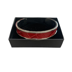 Crocodile Leather Narrow Open Bangle