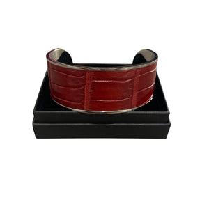 Crocodile Leather Wide Open Bangle