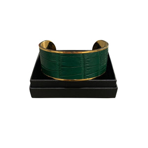 Crocodile Leather Wide Open Bangle