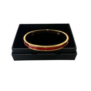 Crocodile Leather Narrow Hinged Bangle