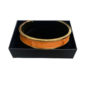 Crocodile Leather Narrow Open Bangle
