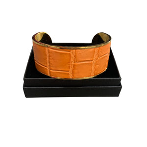 Crocodile Leather Wide Open Bangle