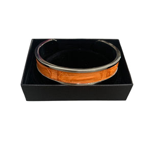Crocodile Leather Narrow Open Bangle