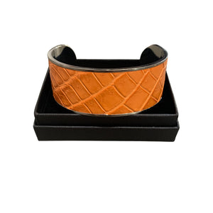 Crocodile Leather Wide Open Bangle