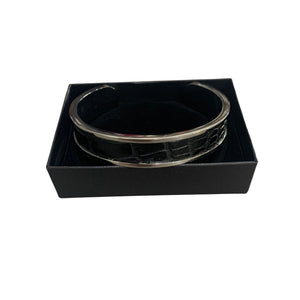 Crocodile Leather Narrow Open Bangle
