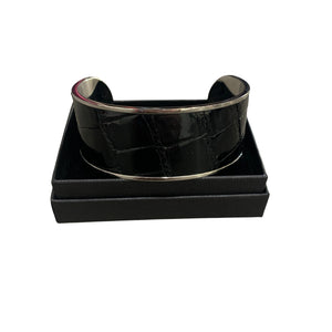 Crocodile Leather Wide Open Bangle
