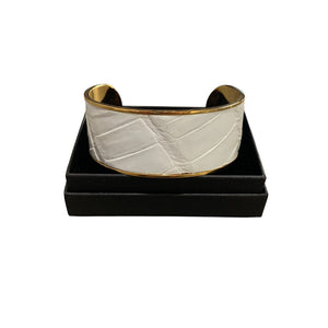 Crocodile Leather Wide Open Bangle