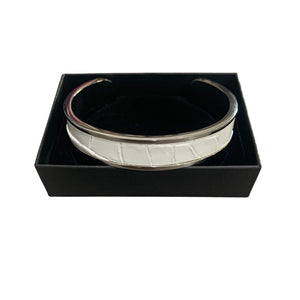 Crocodile Leather Narrow Open Bangle
