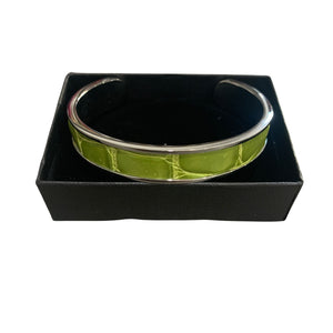 Crocodile Leather Narrow Open Bangle