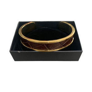 Crocodile Leather Narrow Open Bangle