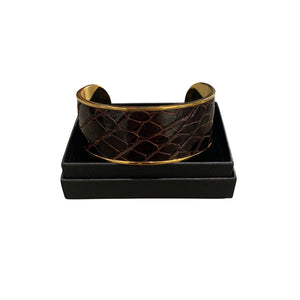 Crocodile Leather Wide Open Bangle
