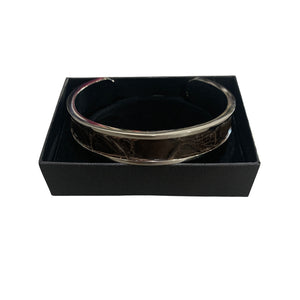 Crocodile Leather Narrow Open Bangle
