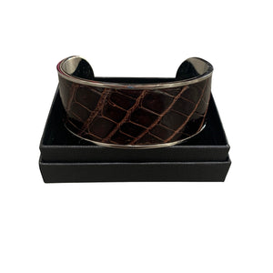 Crocodile Leather Wide Open Bangle