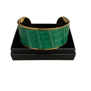 Crocodile Leather Wide Open Bangle