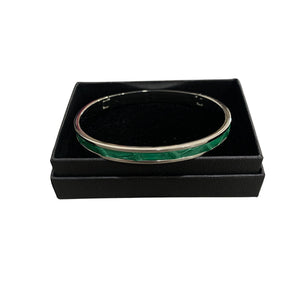 Crocodile Leather Narrow Hinged Bangle