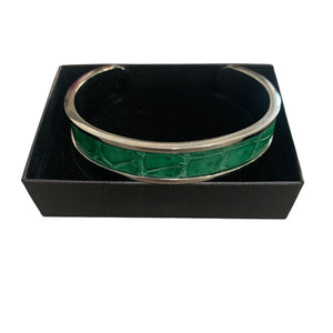 Crocodile Leather Narrow Open Bangle