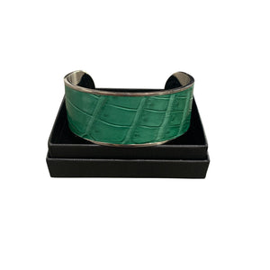 Crocodile Leather Wide Open Bangle