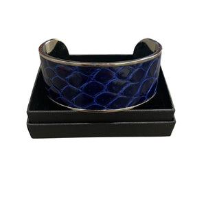 Crocodile Leather Wide Open Bangle