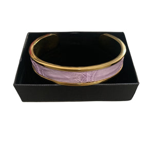 Crocodile Leather Narrow Open Bangle