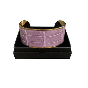 Crocodile Leather Wide Open Bangle