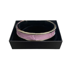 Crocodile Leather Narrow Open Bangle