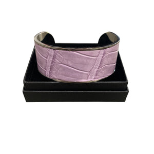 Crocodile Leather Wide Open Bangle