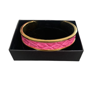 Crocodile Leather Narrow Open Bangle
