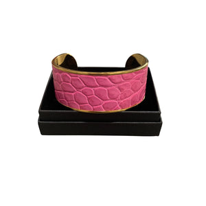 Crocodile Leather Wide Open Bangle