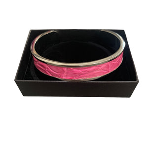 Crocodile Leather Narrow Open Bangle
