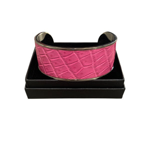 Crocodile Leather Wide Open Bangle