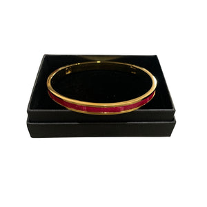 Crocodile Leather Narrow Hinged Bangle