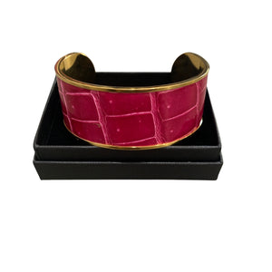 Crocodile Leather Wide Open Bangle