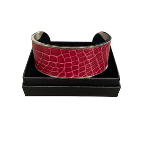 Crocodile Leather Wide Open Bangle