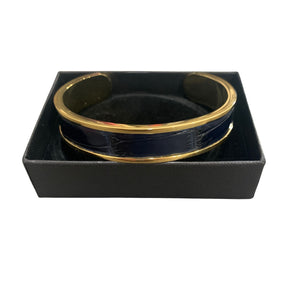 Crocodile Leather Narrow Open Bangle