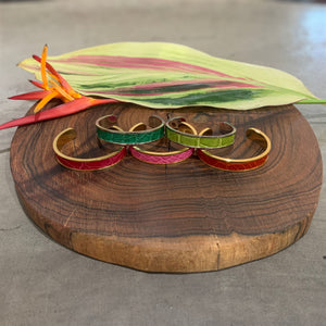 Crocodile Leather Narrow Open Bangle