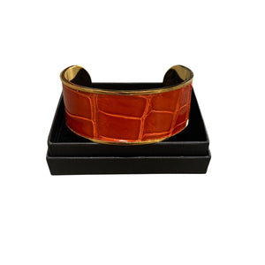 Crocodile Leather Wide Open Bangle