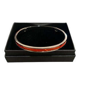 Crocodile Leather Narrow Hinged Bangle