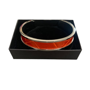 Crocodile Leather Narrow Open Bangle