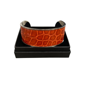 Crocodile Leather Wide Open Bangle