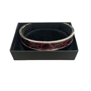 Crocodile Leather Narrow Open Bangle