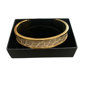 Crocodile Leather Narrow Open Bangle