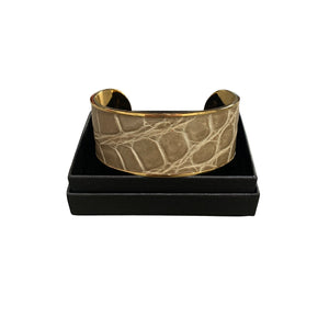 Crocodile Leather Wide Open Bangle