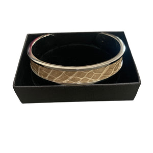 Crocodile Leather Narrow Open Bangle