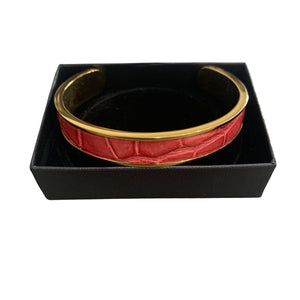 Crocodile Leather Narrow Open Bangle