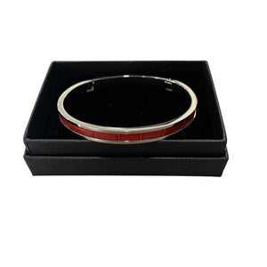 Crocodile Leather Narrow Hinged Bangle