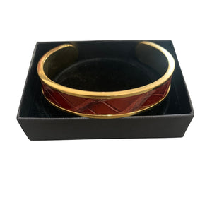 Crocodile Leather Narrow Open Bangle