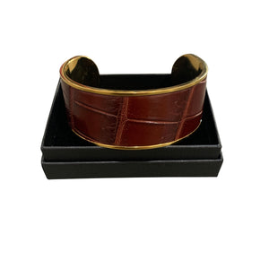 Crocodile Leather Wide Open Bangle