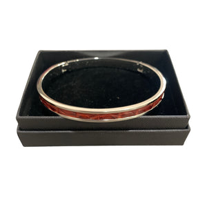 Crocodile Leather Narrow Hinged Bangle